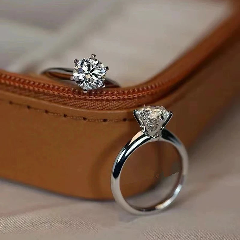 GRA Certified 1-5ct Moissanite Ring D Color Lab Diamond Real S925 Sterling Silver Six Prong Wedding Ring Fine Jewelry for Women