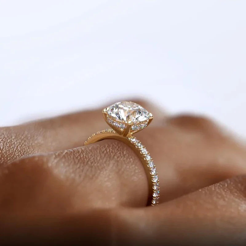 Anel Coroa de Luz Moissanite Banhado a Ouro 18k