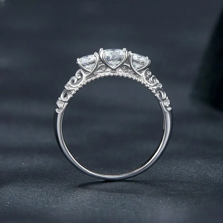 Anel Triplo Moissanite Banhado a Ouro 18k