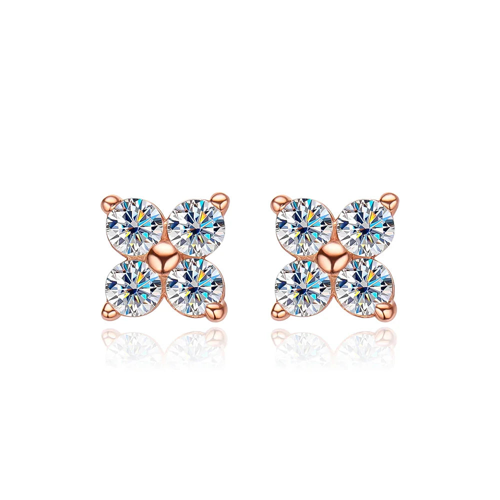 Brinco 4 Pedras Moissanite Banhado a Ouro 18k
