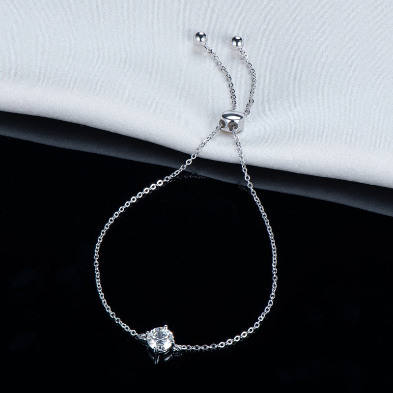 Pulseira Moissanite Brilho Solitário Banhada a Ouro