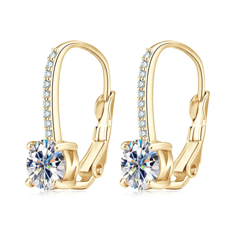 Brinco Ponto Cravejado Moissanite Banhado a Ouro 18k