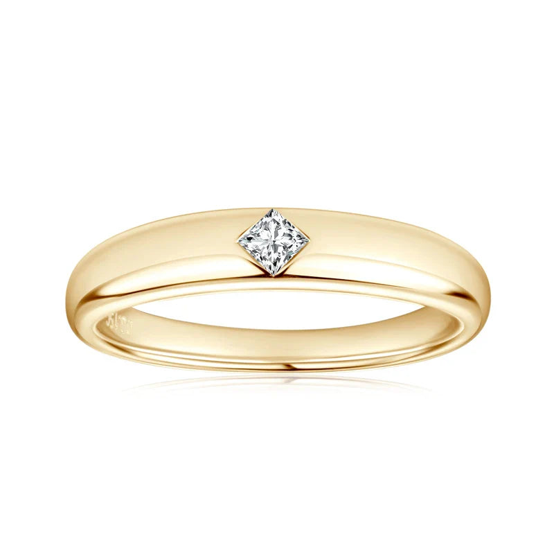 Aliança 15 Pontos Princesa Moissanite Banhada a Ouro 18k