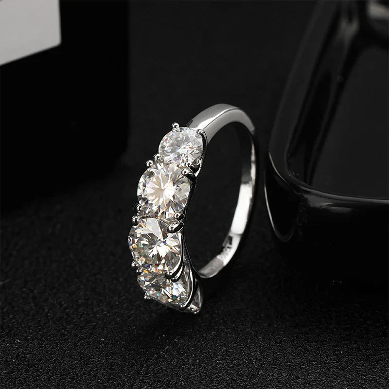 Anel Penta Brilhante Moissanite Banhado a Ouro 18k