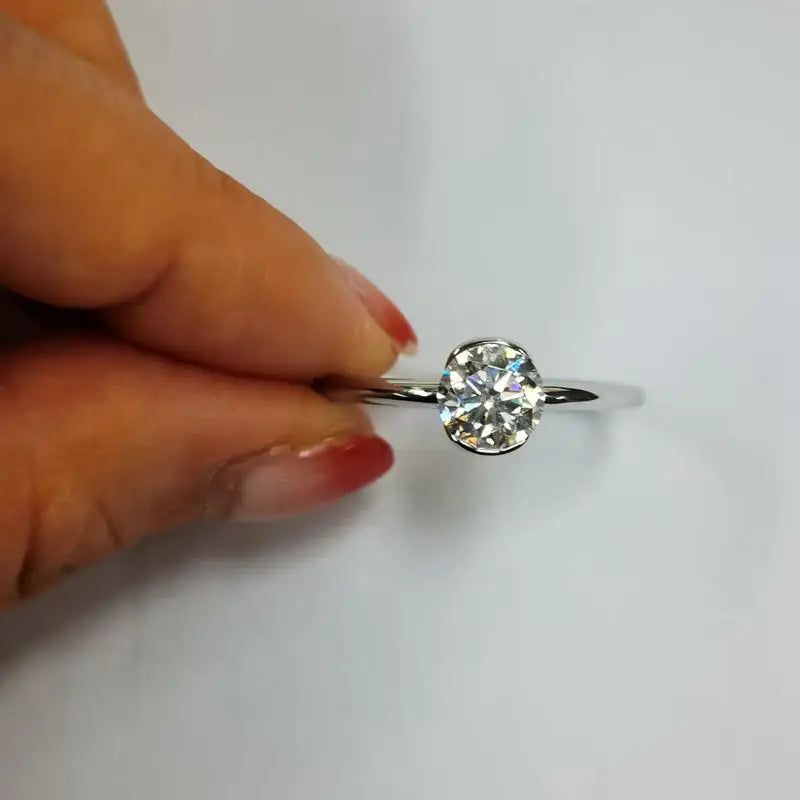Anel Solitário Alça Dupla Moissanite Banhado a Ouro 18k