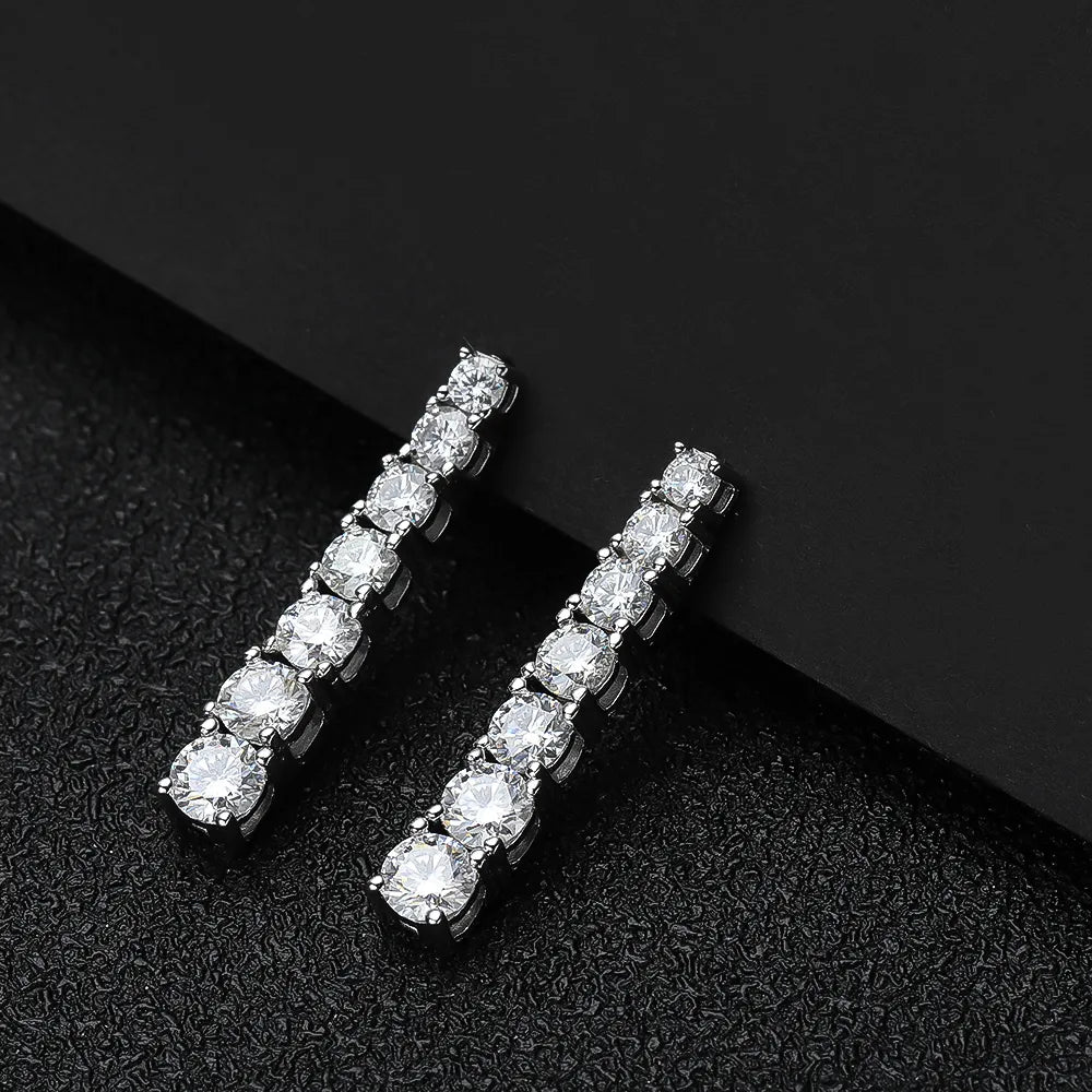 Brinco Pendente Moissanite Cravejado Banhado a Ouro 18k