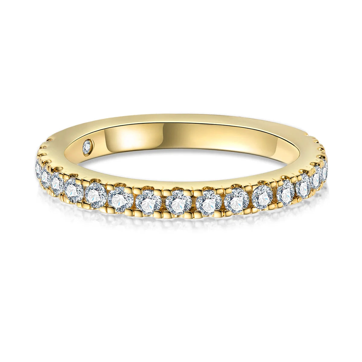 Meia Aliança Aura 54 Pontos Moissanites Banhada a Ouro 18k