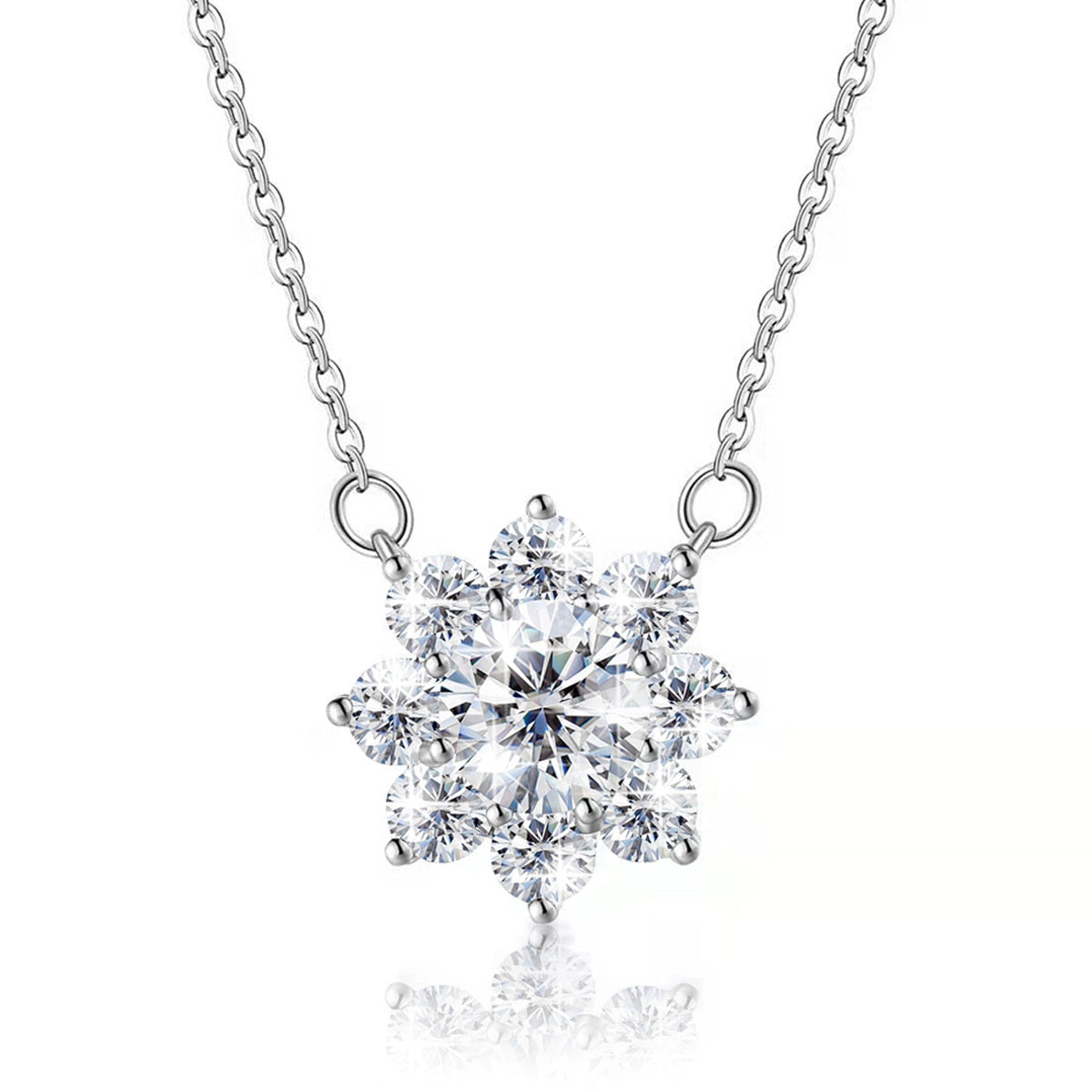 Colar Flor de Jasmin Moissanite Banhado a Ouro