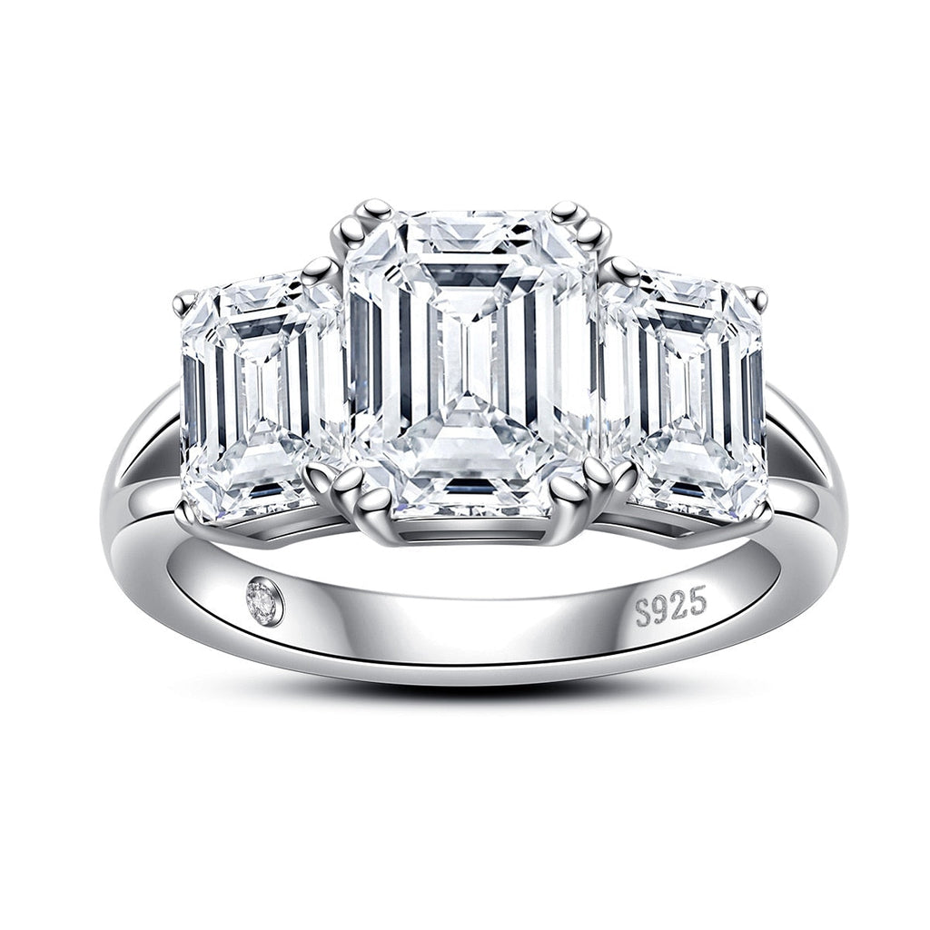 Anel Trinity Asscher Moissanite Banhado a Ouro 18k