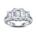 Anel Trinity Asscher Moissanite Banhado a Ouro 18k
