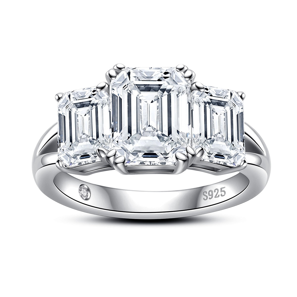 Anel Trinity Asscher Moissanite Banhado a Ouro 18k