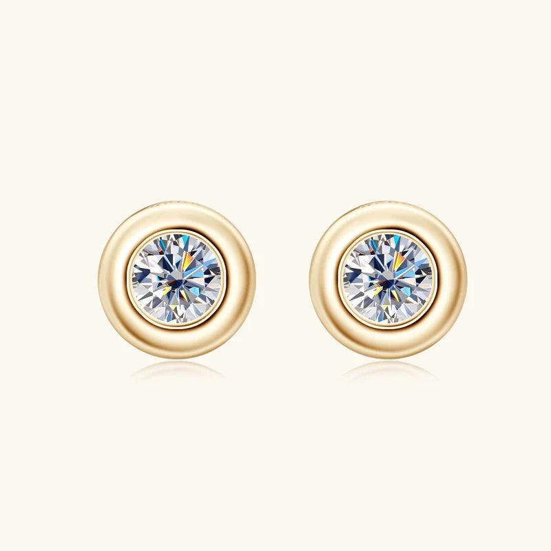 Brinco Ponto Brilhante Moissanite Banhado a Ouro 18k