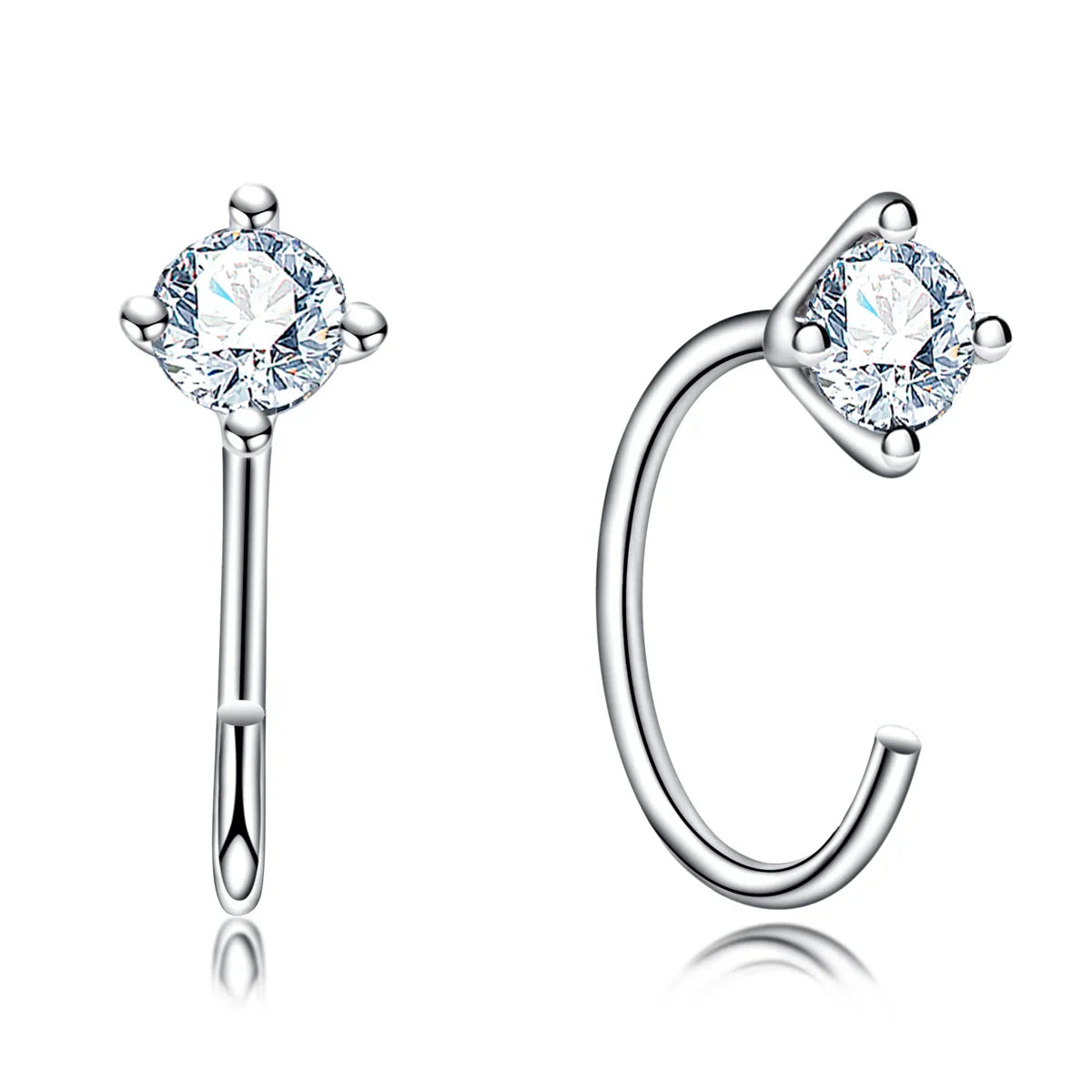 Brinco Ponto Luminoso Moissanite Banhado a Ouro 18k