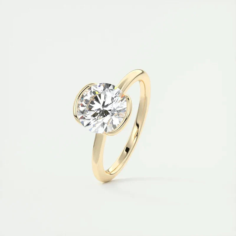 Anel Solitário Alça Dupla Moissanite Banhado a Ouro 18k