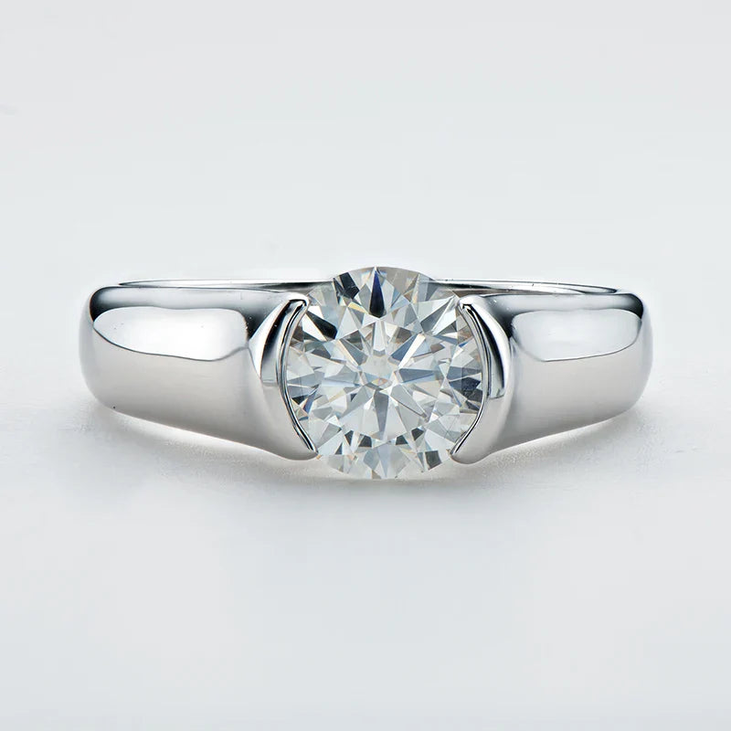 Anel Luar Solitário Moissanite Banhado a Ouro 18k