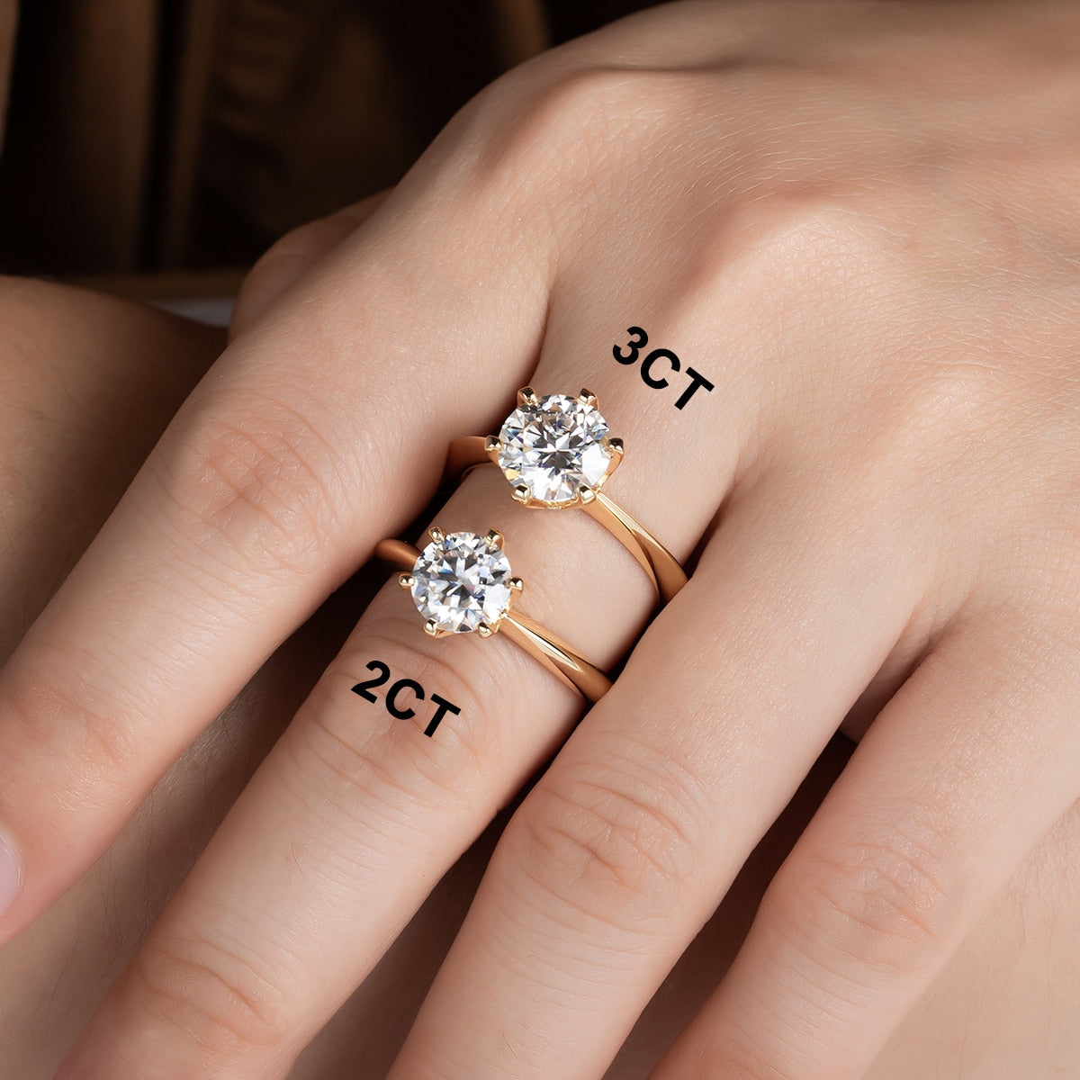 Anel Solitário Moissanite Gold Banhado a Ouro 18k