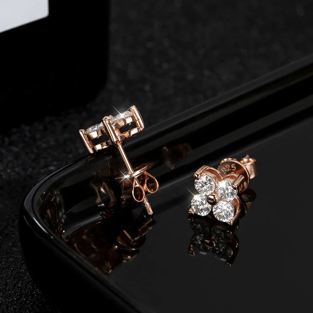 Brinco 4 Pedras Moissanite Banhado a Ouro 18k