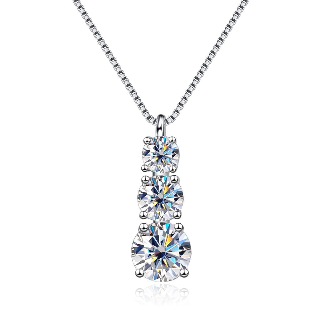 Colar Ponto Triplo Moissanite Banhado a Ouro