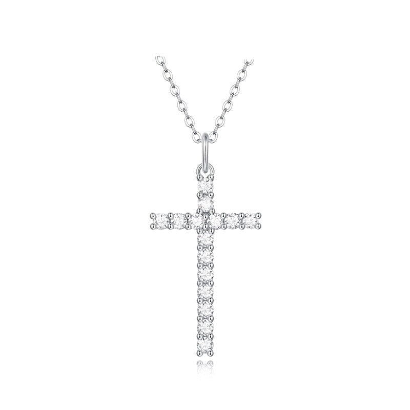 Colar Cruz Brilhante Moissanite Banhado a Ouro