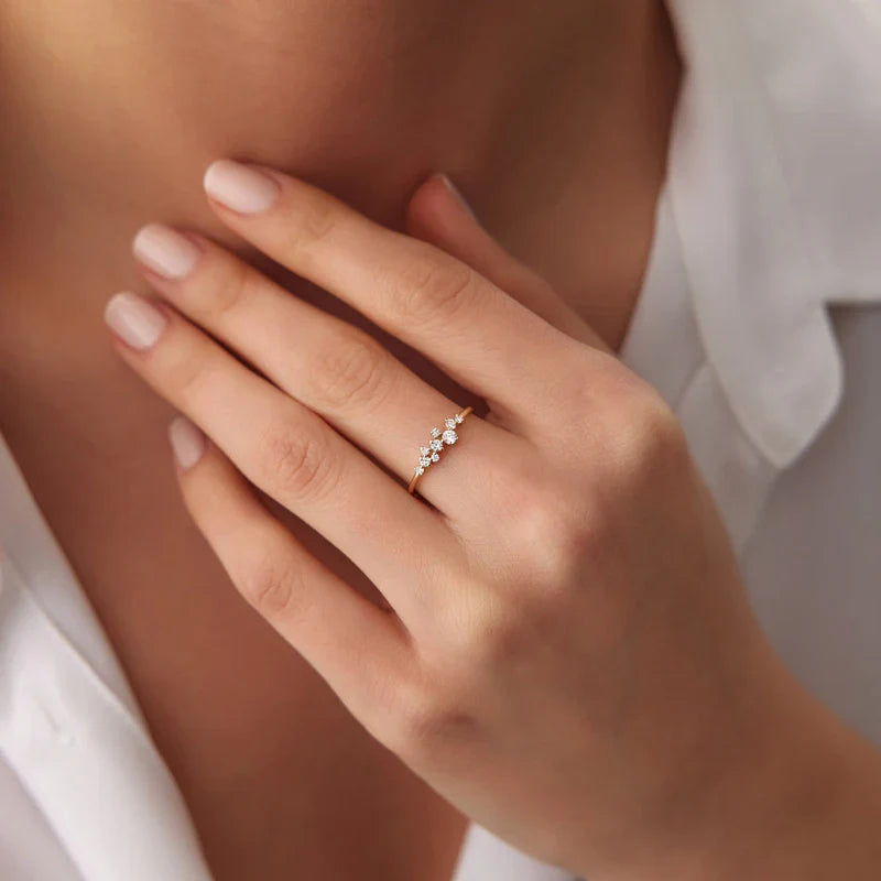 Anel Constelação Moissanite Banhado a Ouro 18k