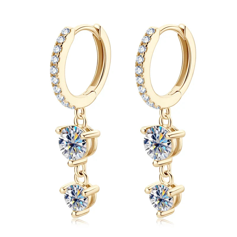 Brinco Pendant Brilhante Moissanite Banhado a Ouro 18k