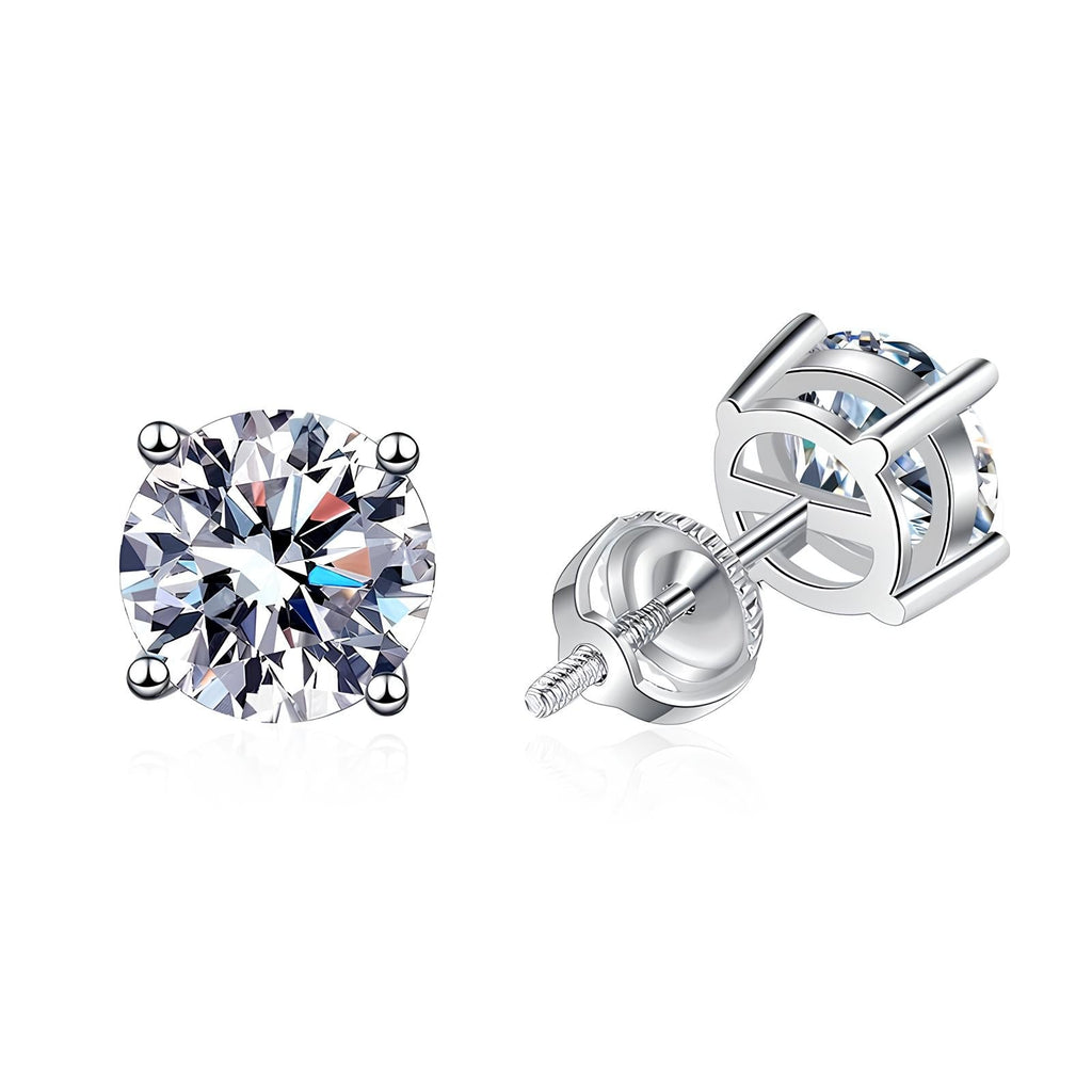 Brinco Solitário 4 Garras Moissanite Banhado a Ouro 18k