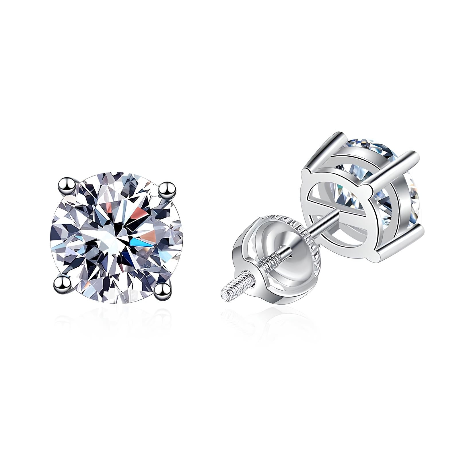 Brinco Solitário 4 Garras Moissanite Banhado a Ouro 18k