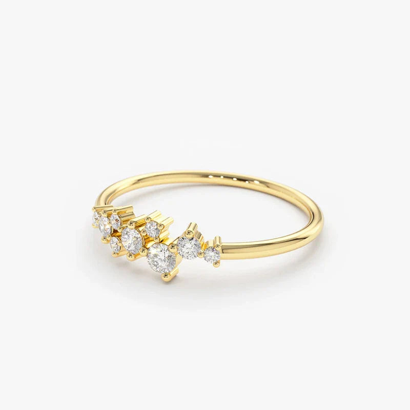 Anel Constelação Moissanite Banhado a Ouro 18k