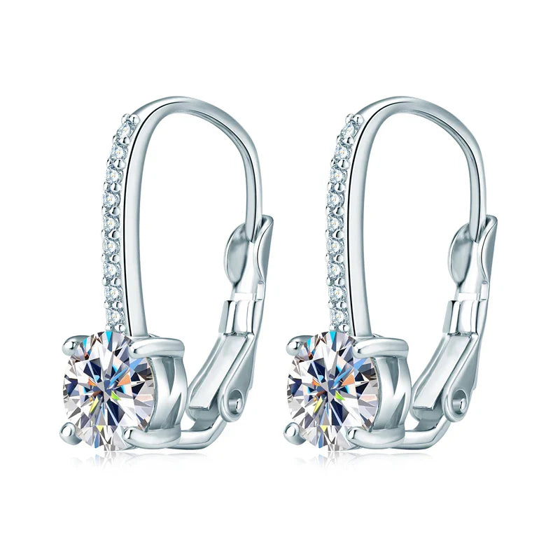 Brinco Ponto Cravejado Moissanite Banhado a Ouro 18k