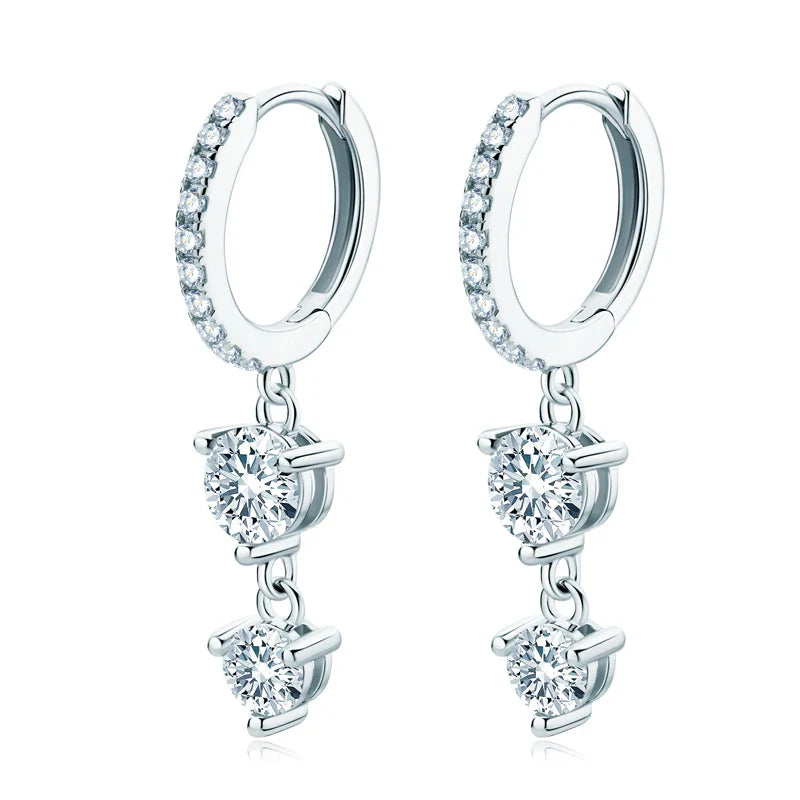 Brinco Pendant Brilhante Moissanite Banhado a Ouro 18k