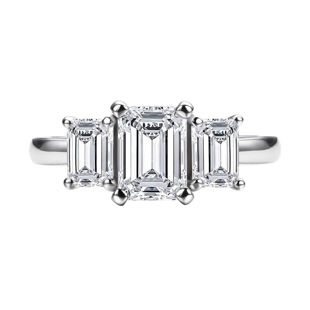 Anel Trigêmeo Esmeralda Moissanite Banhado a Ouro 18k