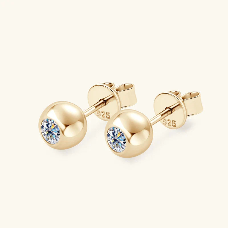 Brinco Ponto Brilhante Moissanite Banhado a Ouro 18k