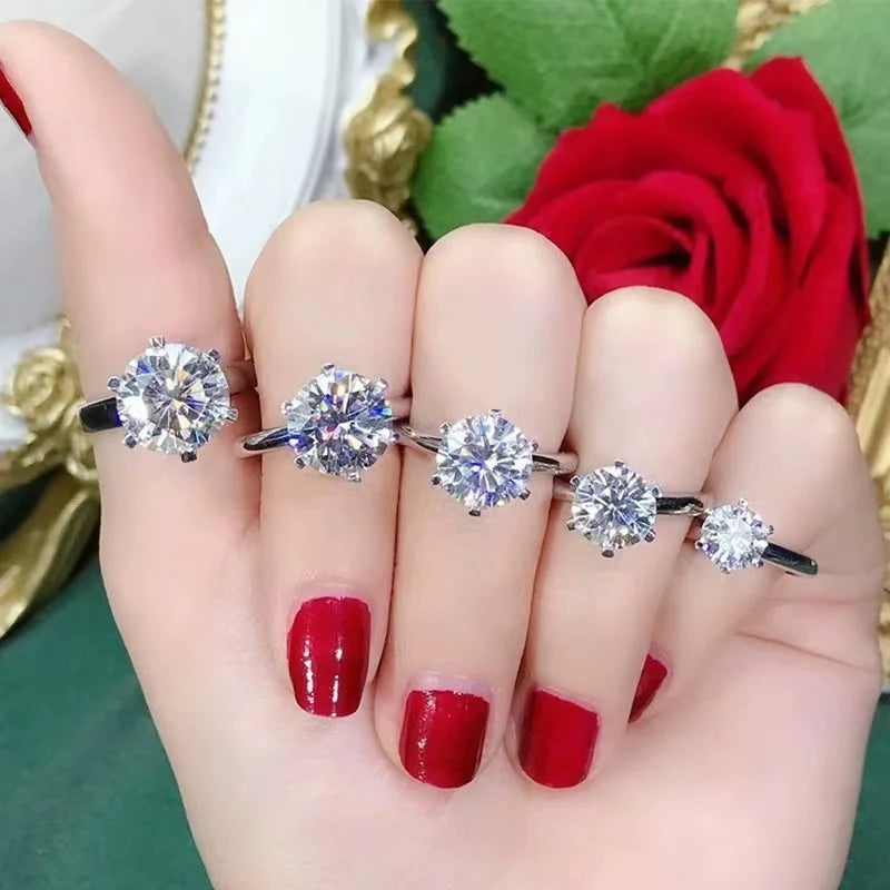 GRA Certified 1-5ct Moissanite Ring D Color Lab Diamond Real S925 Sterling Silver Six Prong Wedding Ring Fine Jewelry for Women