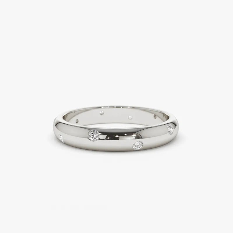 Aliança Ergonômica 15 Pontos Moissanite Banhada a Ouro 18k