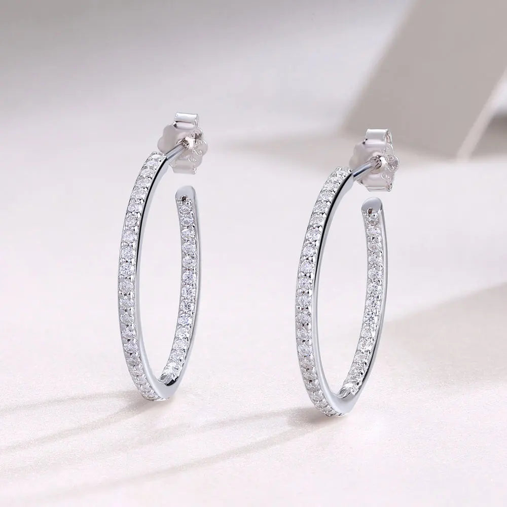 Brinco Argola Cravejado Moissanite Banhado a Ouro 18k