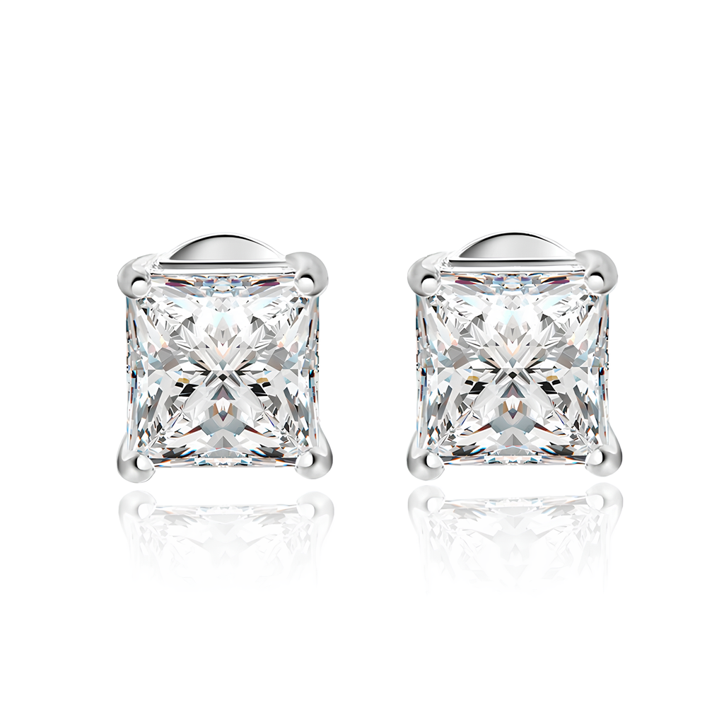 Brinco Solitário Princess Moissanite Banhado a Ouro 18k