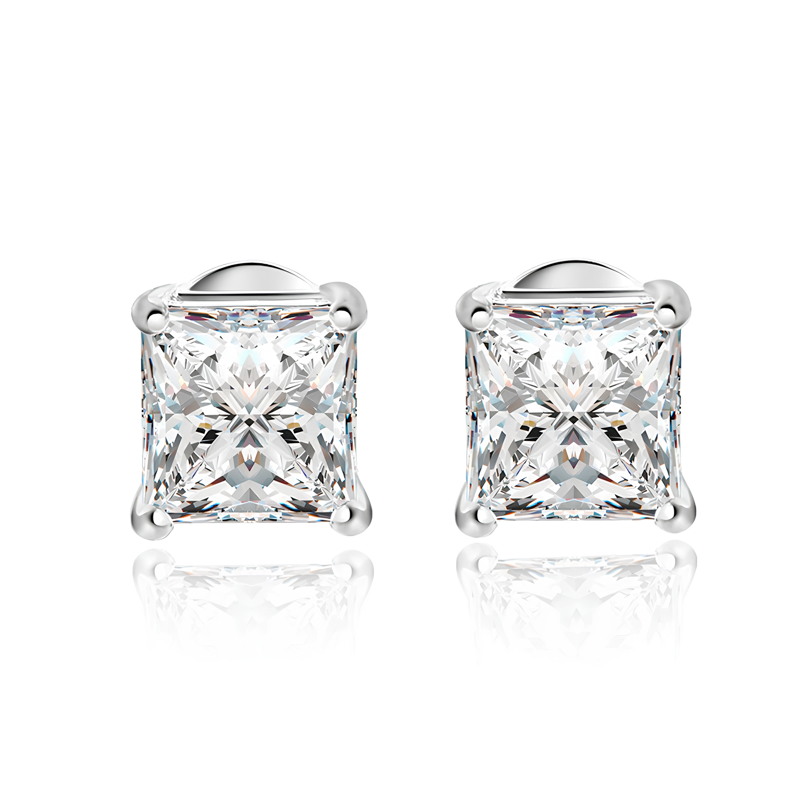 Brinco Solitário Princess Moissanite Banhado a Ouro 18k