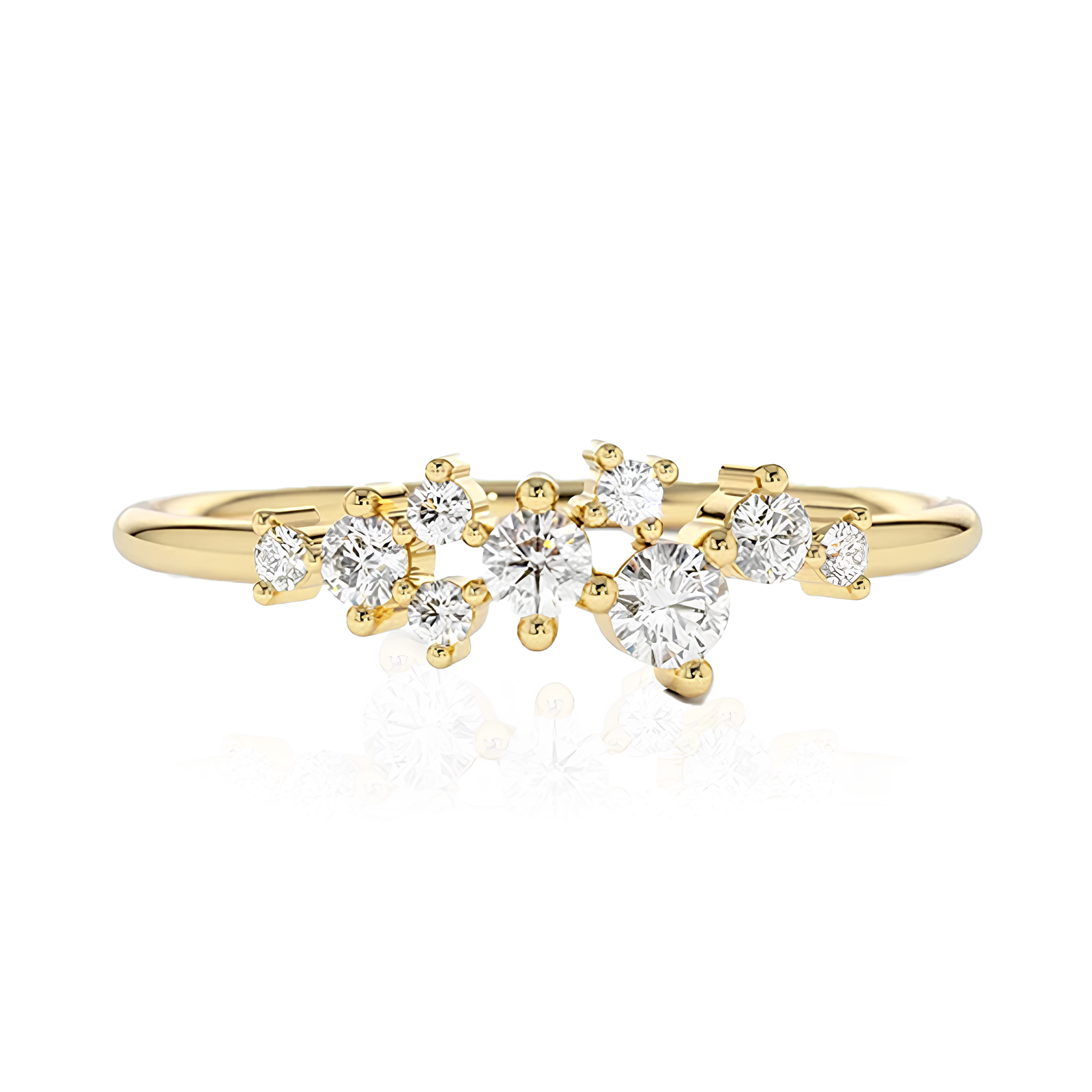 Anel Constelação Moissanite Banhado a Ouro 18k