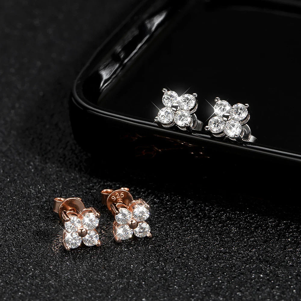 Brinco 4 Pedras Moissanite Banhado a Ouro 18k