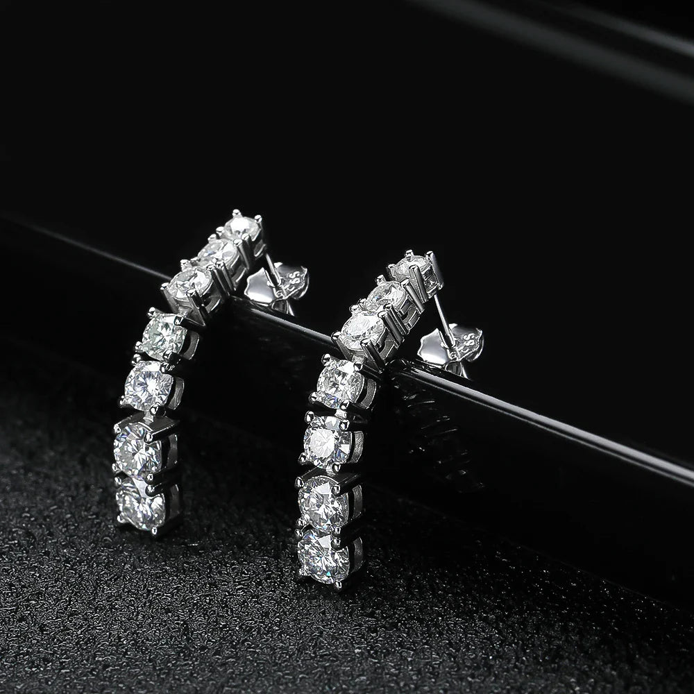 Brinco Pendente Moissanite Cravejado Banhado a Ouro 18k