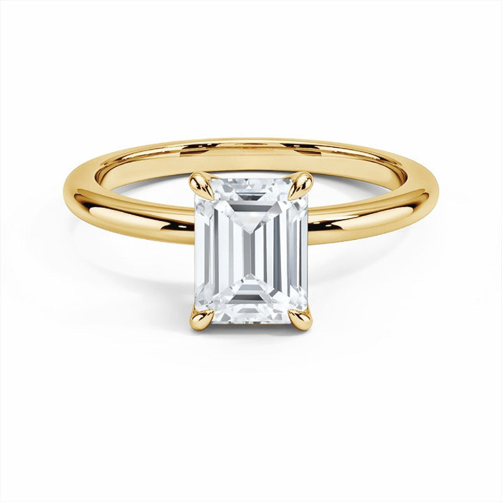 Anel Esmeralda Slim Moissanite Banhado a Ouro 18k