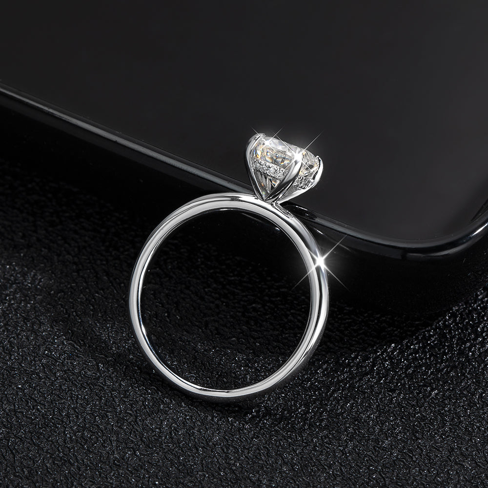Anel Solitário Oval Slim Moissanite Banhado a Ouro 18k