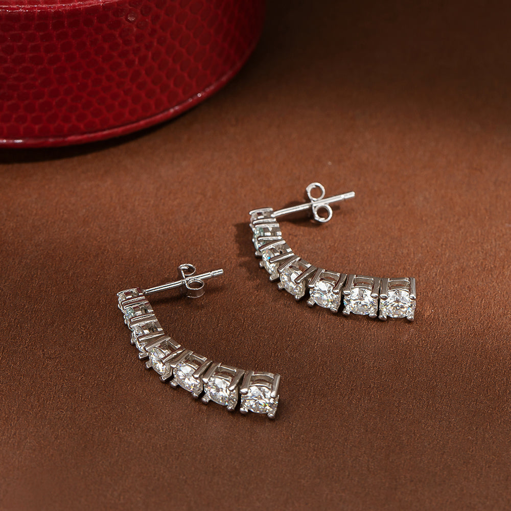 Brinco Pendente Moissanite Cravejado Banhado a Ouro 18k