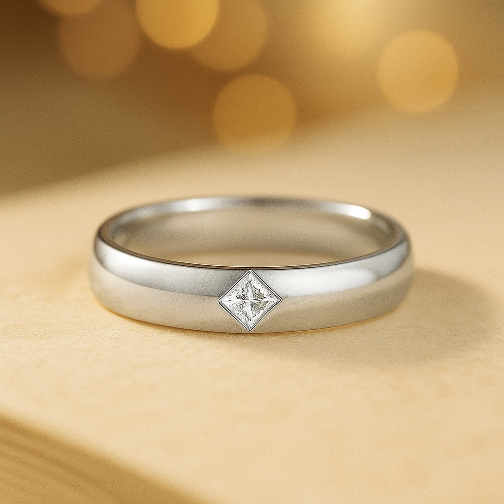 Aliança 15 Pontos Princesa Moissanite Banhada a Ouro 18k