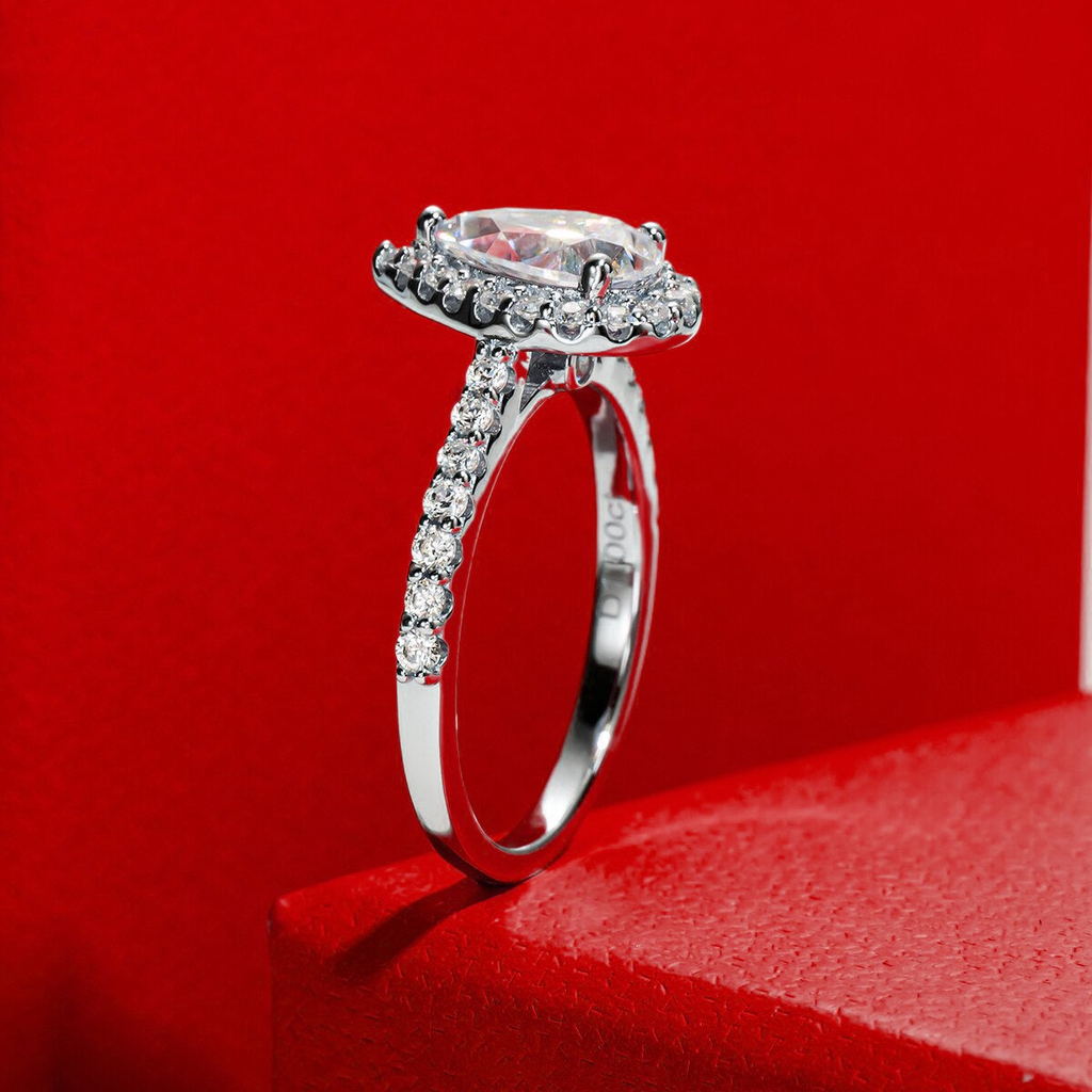 Anel Gota Moissanite Cravejado Banhado a Ouro 18k