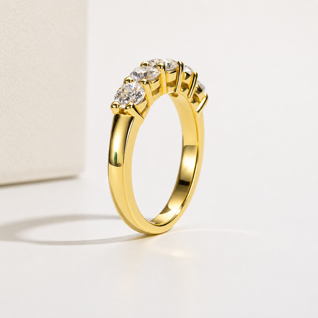 Anel Quintessência Moissanite Banhado a Ouro 18k