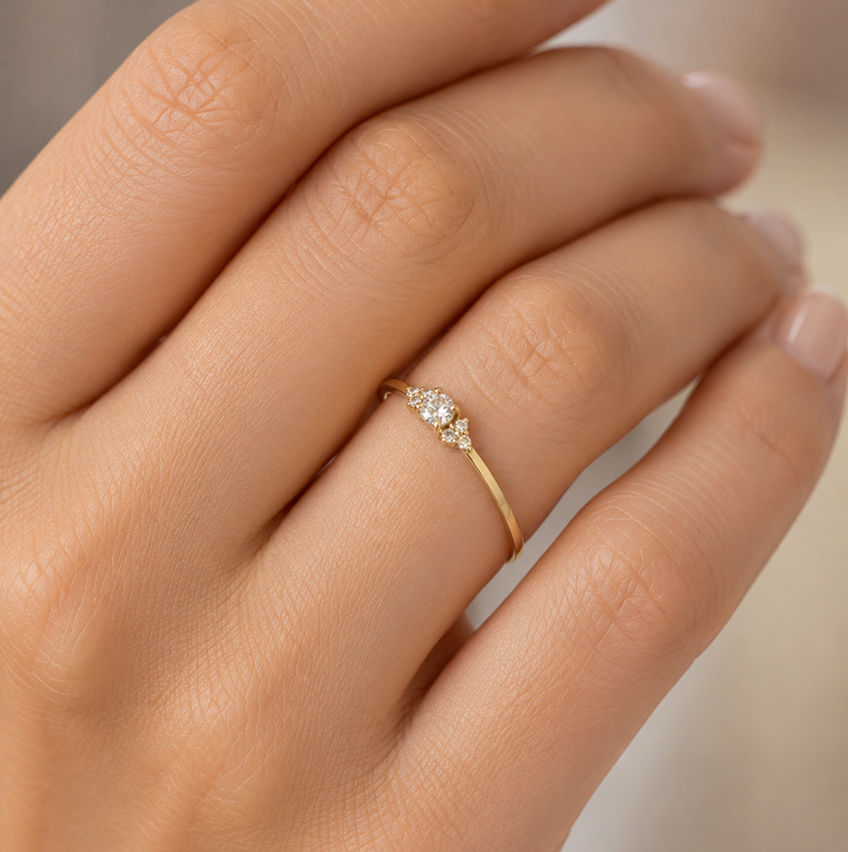 Anel Solitário Antares Moissanite 3mm em Ouro 18k