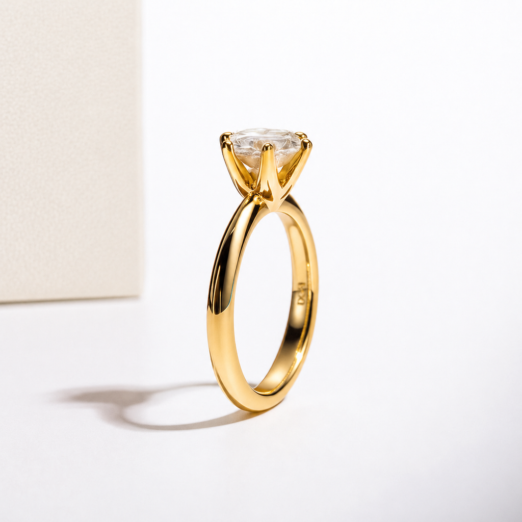 Anel Solitário Moissanite Gold Banhado a Ouro 18k
