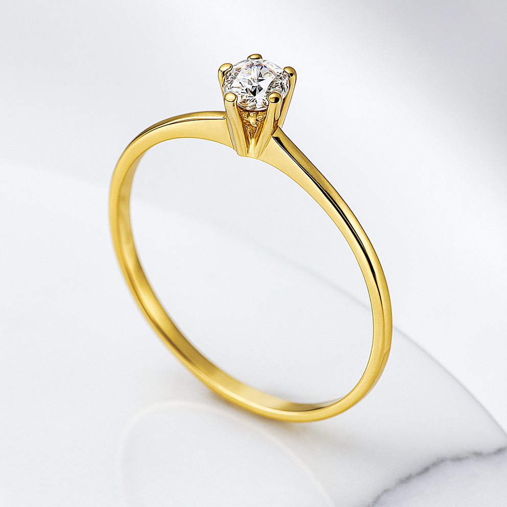 Anel Solitário Vega Moissanite 2mm em Ouro 18k