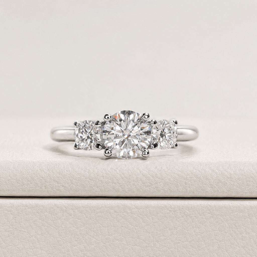 Anel Triplo Brilho Moissanite Banhado a Ouro 18k